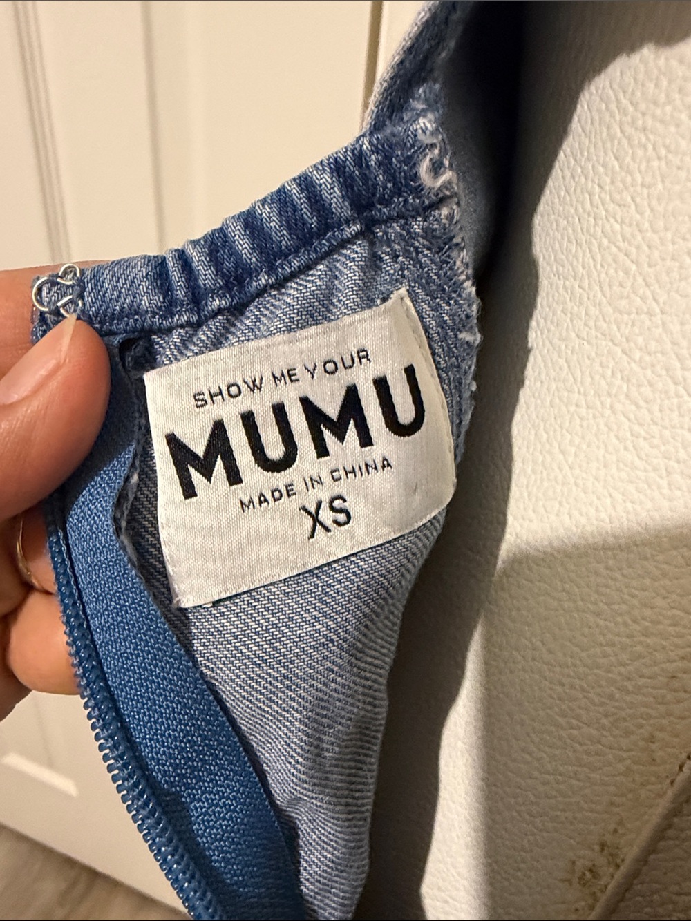 Show Me Your Mumu Steph Denim Light Mini Dress Open Back Cotton Vacay - Picture 8 of 8